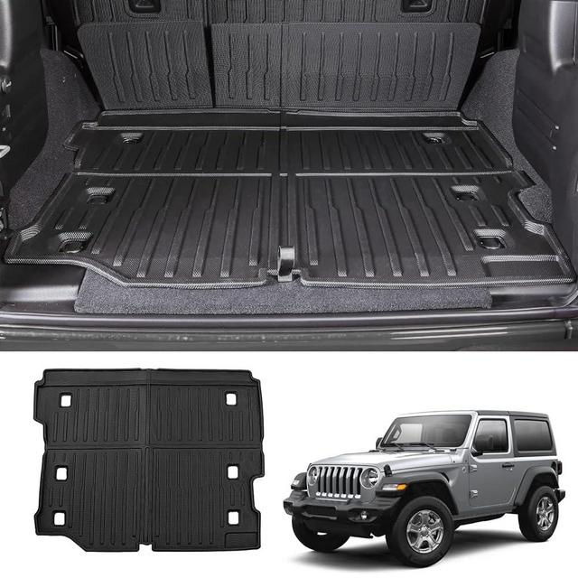 CARESA Cargo Liners for Jeep Wrangler JL 4 Door Accessories Heavy Duty Waterproof TPE Trunk Mats fit 2018-2024 Without Factory Subwoofer(Not fit 2 Door and XE/JK)