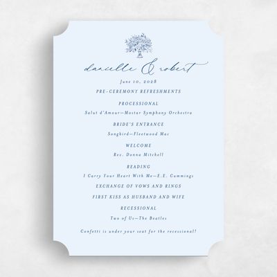 Blue Ticket Wedding Program - Elodie