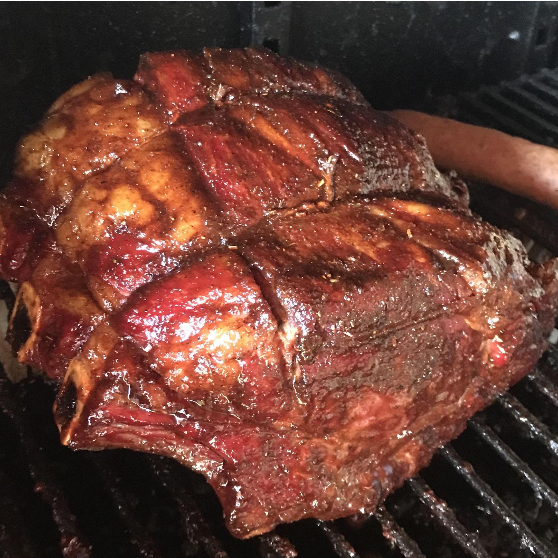 Our favorite couple time is spent smoking meats. This was one of our prime ribs!