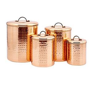 Old Dutch International Copper Clad Stainless Steel Hammered Canister, Set of 4