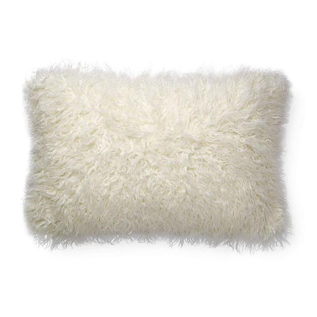 Loloi Rugs, Inc - Now House by Jonathan Adler Faux Mongolian Fur Lumbar Pillow, White