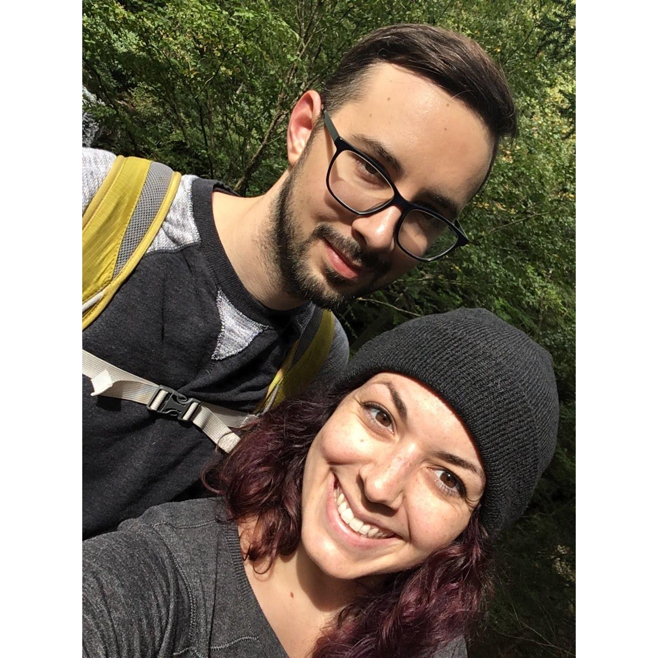 Selfie together while hiking at Ohiopyle.