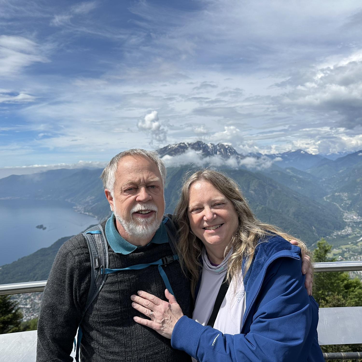 On top of the Swiss Alps announcing our engagement