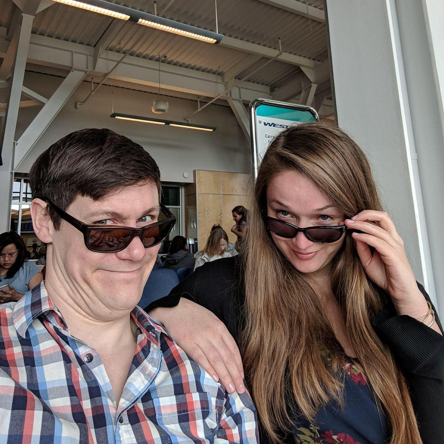 Waiting to board the plan for another Europe adventure, 2018