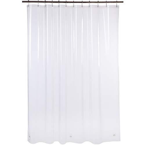 AmazerBath Plastic Shower Curtain, 72" W X 96" H EVA 8G Thick Bathroom Shower Curtains with Heavy Duty Clear Stones and 12 Rust-Resistant Grommet Holes Without Odor-Clear