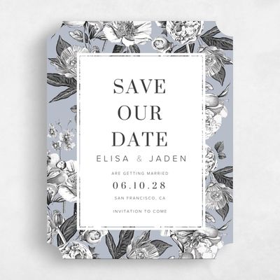 Blue Ticket Wedding Save the Date - Trèfle Portrait