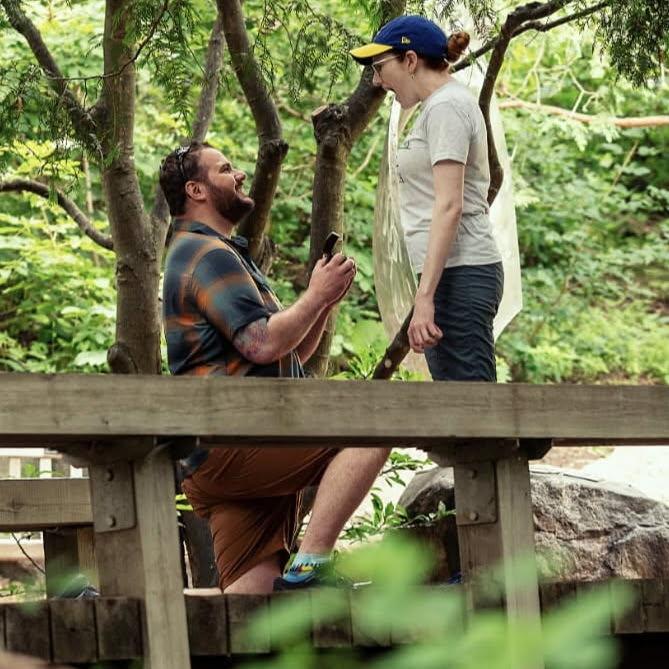 The exact moment he proposed at the Minnesota Arboretum!