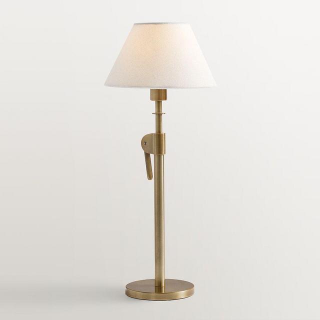 Sherman Metal Reading Light 18" Table Lamp, Vintage Brass/Linen Shade
