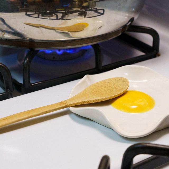 Fried Egg Spoon Rest - Handmade Ceramic...