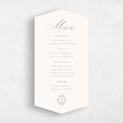 Grey Diamond Wedding Menu - Lockwood