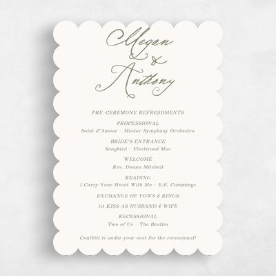 Beige Scalloped Wedding Program - Cristal