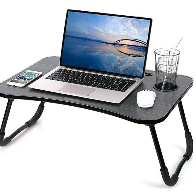 Laptop Desk Foldable Laptop Table Portable Laptop Bed Tray Table Notebook Stand Reading Holder with The Cup Slot for Eating Breakfast,Reading,Watching Movie on Bed/Couch (Black Gold Stripes)