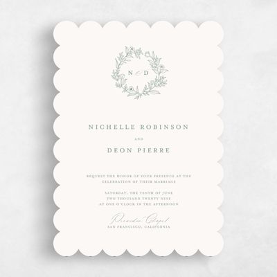 Beige Scalloped Wedding Invitation - Seraphine Classic
