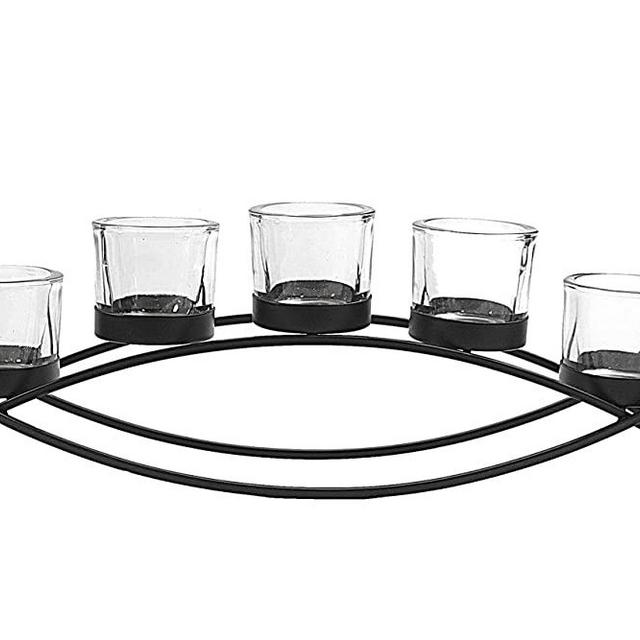 Seraphic Tealight Candle Holder for Home Decor Coffee, Kitchen, Dining Table Centerpieces, Black, Clear Chunky 5 Cups