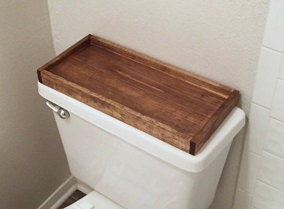 Wood toilet tray