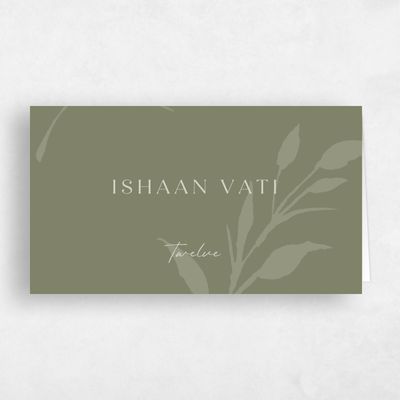 Khaki Green Wedding Place Card - Aneci