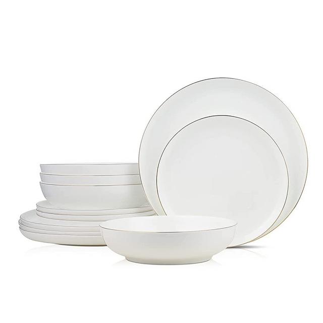 Stone lain Gabrielle Bone China Dinnerware Set, 12-Piece Service for 4, White and Gold