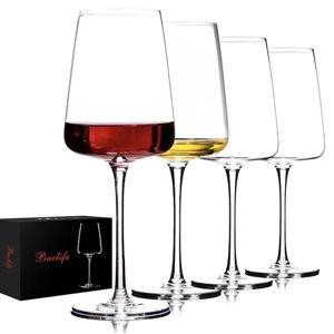 BACLIFE Hand Blown Red Wine Glasses Set of 4 – Premium Crystal Wine Glasses With Long Stem,19 oz –