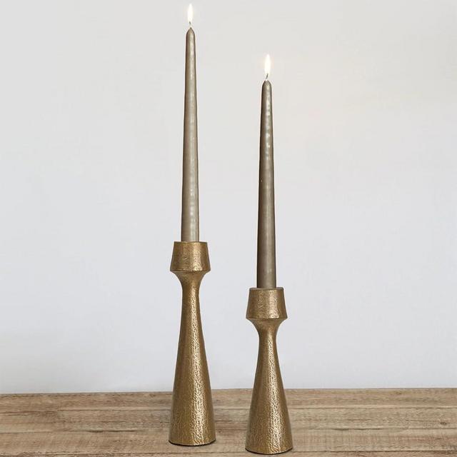 Antique Brass Iron Taper Candle Holder - Set of 2 Decorative Candle Stand, Metal Decorative Candlestick Holder for Wedding, Dining Table, Party Decoration
