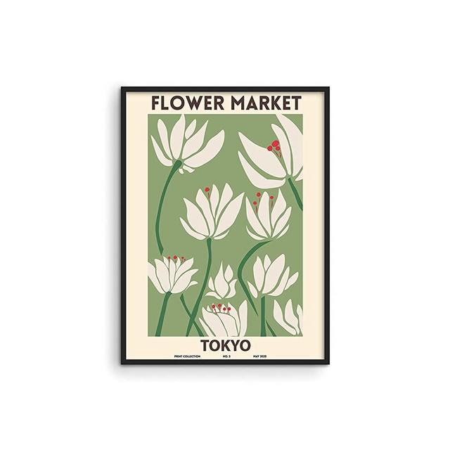 Haus and Hues Flower Prints Framed, Matisse Prints Framed, Flower Framed Wall Art, Henri Matisse Print, Minimalist Wall Art Framed, Flower Market Poster, Flower Poster (Black, 12x16)