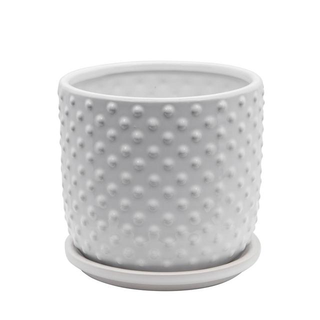 6" Tiny Dots Planter with Saucer White - Sagebrook Home