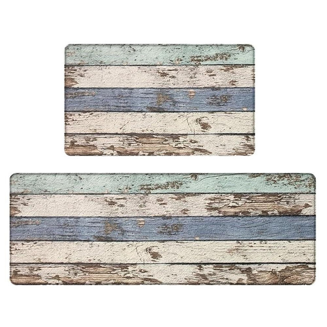 SPEPLA Kitchen Mats for Floor 2 Piece, Non-Slip Cushioned Rugs, Waterproof & Anti-Fatigue, Perfect for Kitchen, Sink, Laundry Room(Rustic Woodgrain Design)