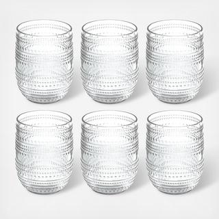 Beaded Acrylic Stemless Wine Glass, Set of 6