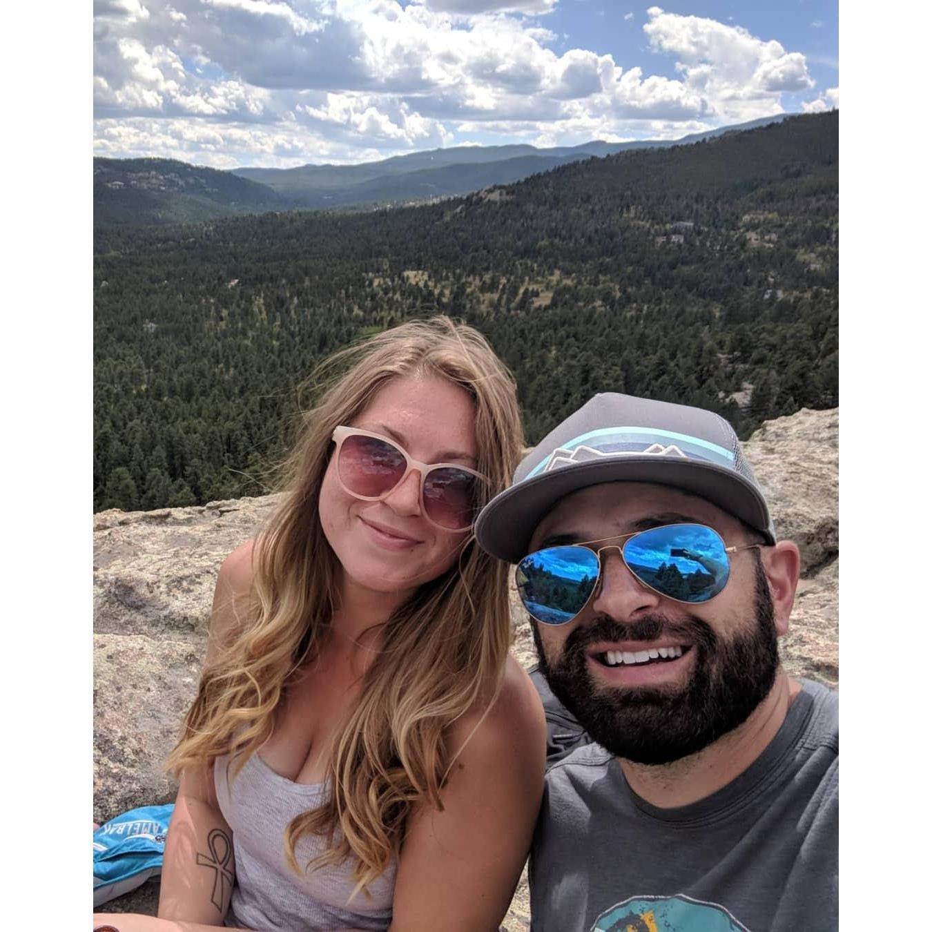 on our first hike together in evergreen, co.