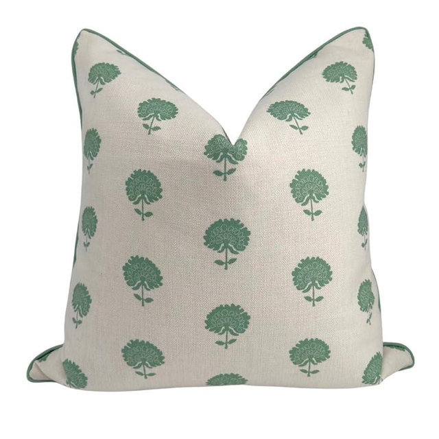 Jillien Harbor Marco Green Blockprint Premium Pillow Cover Grandmillennial