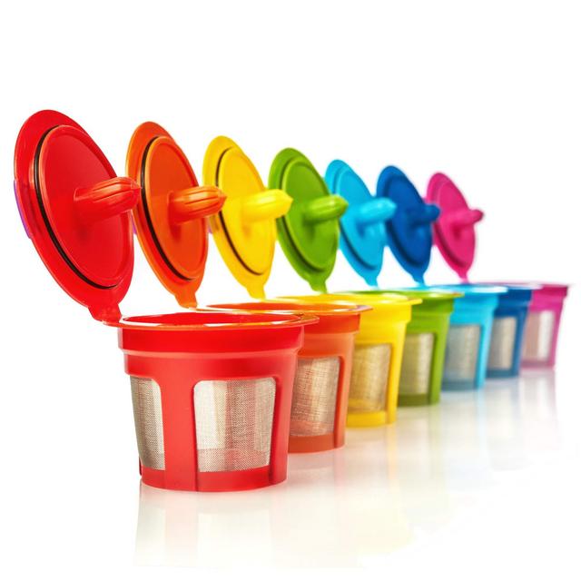 7 Reusable K Cups Refillable Rainbow Colors KCups Coffee Filters for Keurig 2.0, K200, K250, K300, K350, K400, K450, K460, K500, K550, K560 and 1.0 Brewers