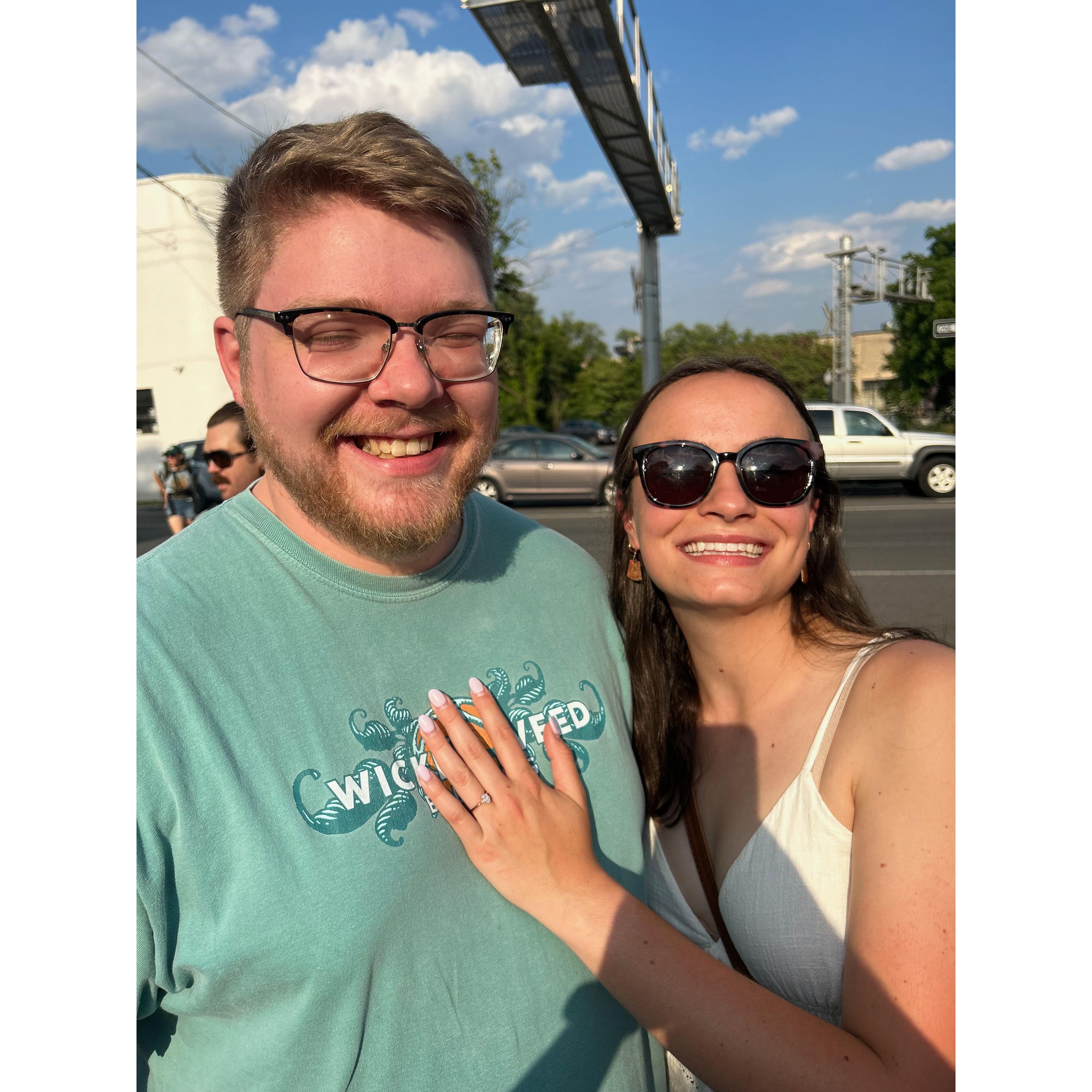 This is a picture taken just hours after we got engaged! What a happy day.