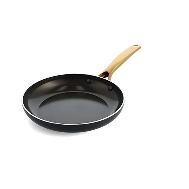 Blue Diamond Gold Cookware Diamond Infused Ceramic Nonstick 10" Frying Pan Skillet, PFAS-Free, Induction, Dishwasher Safe, Oven Safe, Black
