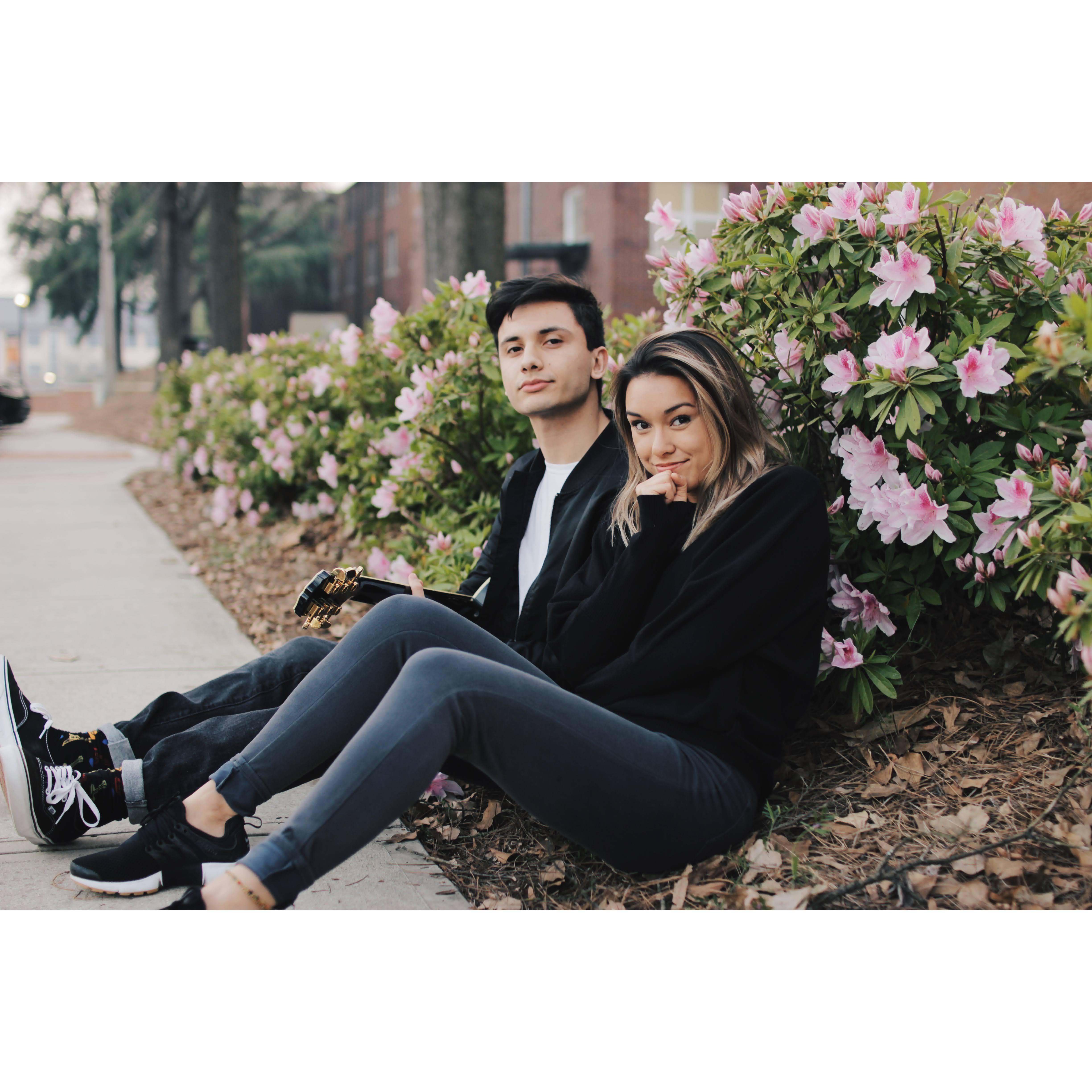 One of our first pictures together in 2019 when we started playing music together. This picture was our "band picture" for a music festival application!