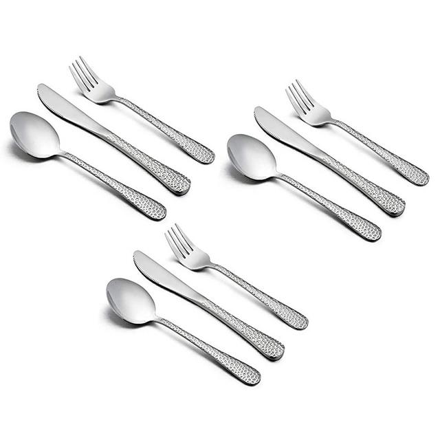 9-Piece Toddler Kids Silverware Set, HaWare Hammered(Adult Look) Stainless Steel Preschooler Flatware Utensils, Adult Diet Tableware, Includes 3 Spoons 3 Forks 3 Butter Knives, Dishwasher Safe