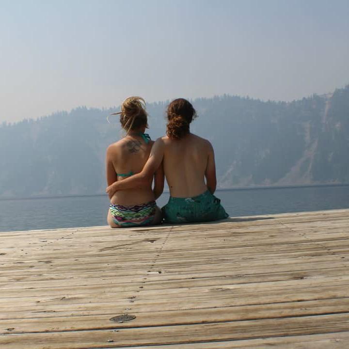 Right before our freezing plunge into Crater Lake after Nick proposed on the top of Wizard Island.