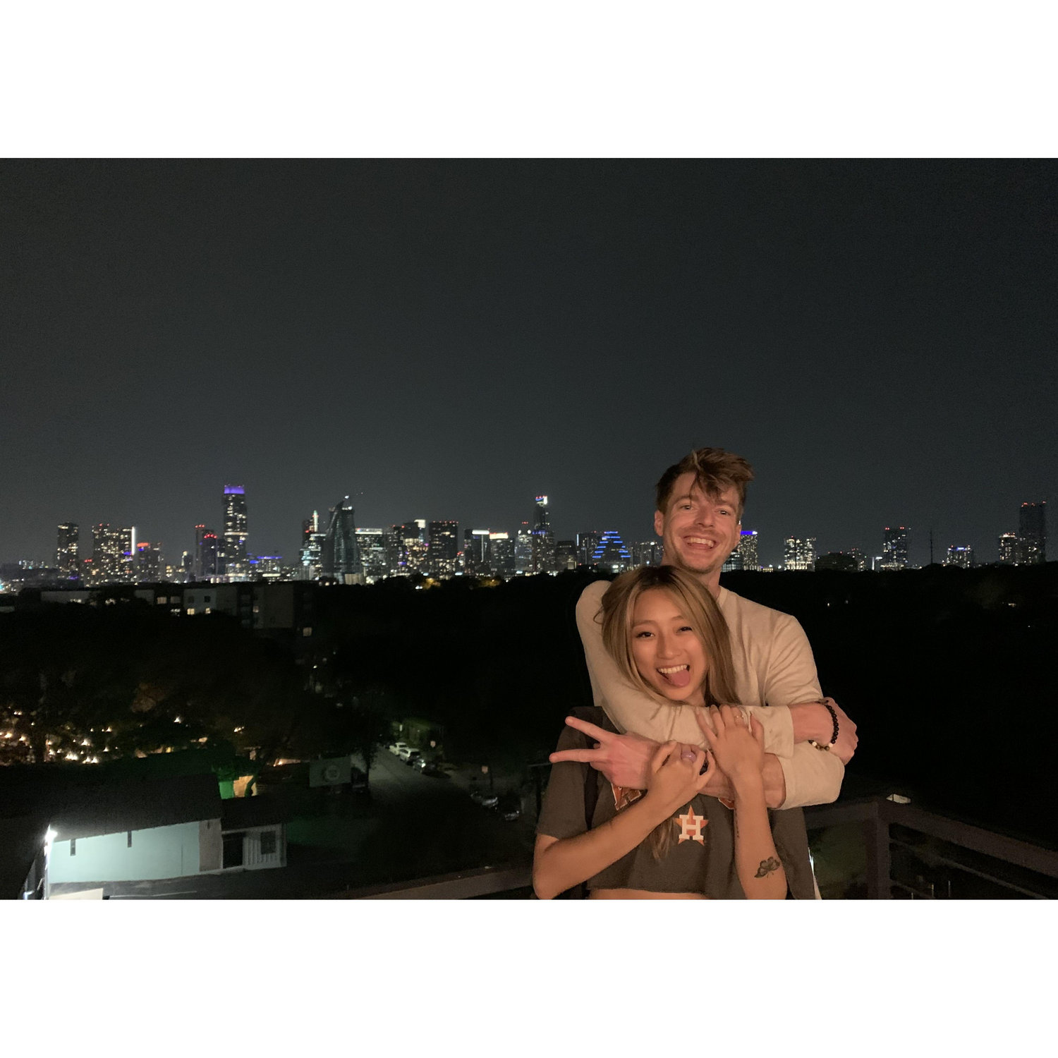 This picture was taken after one year of dating and Aaron chased me to Austin and moved into the apartments across the street from me. Best decision ever