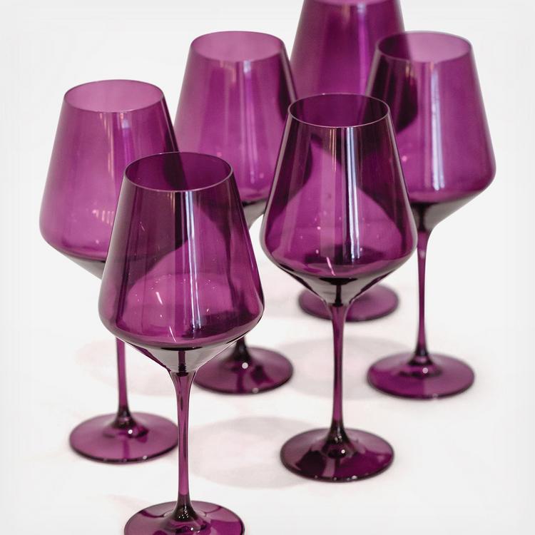 Estelle Colored Wine Glasses - Set of 6, Amethyst– Blue Print