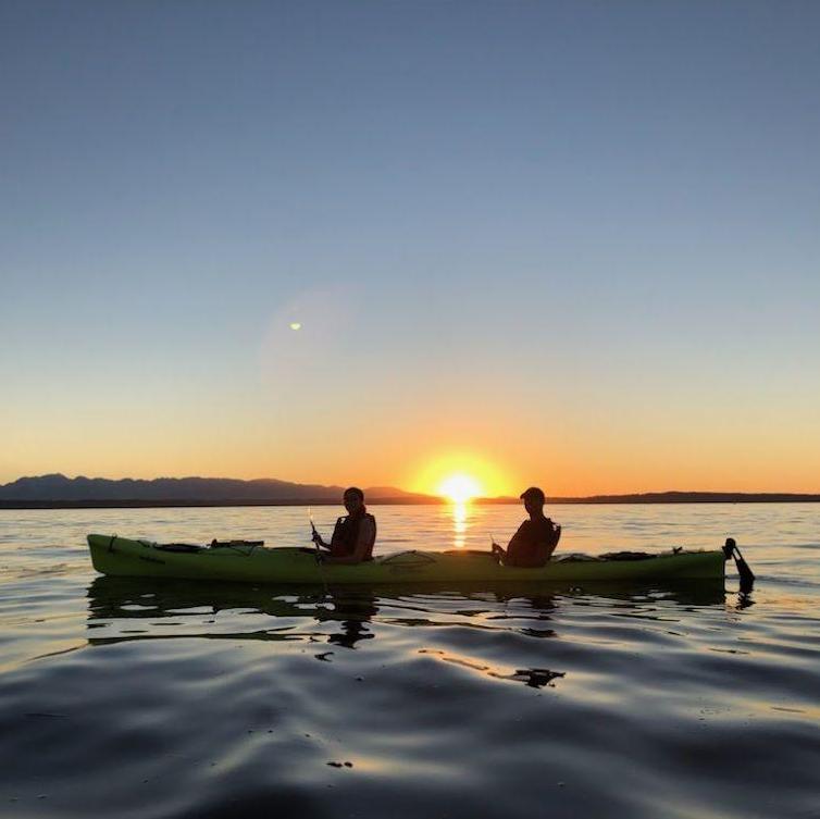 Sunset kayak on the Puget Sound (not pictured, our favorite friend a baby seal who joined our kayak ride!)