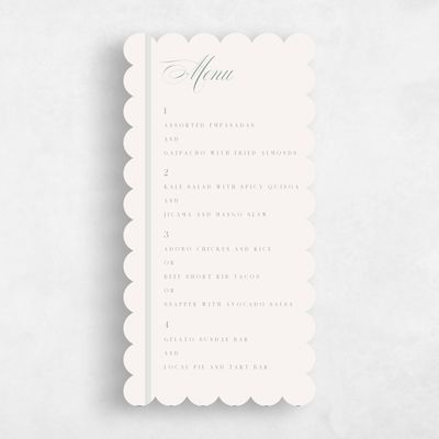 Beige Scalloped Wedding Menu - Felicity