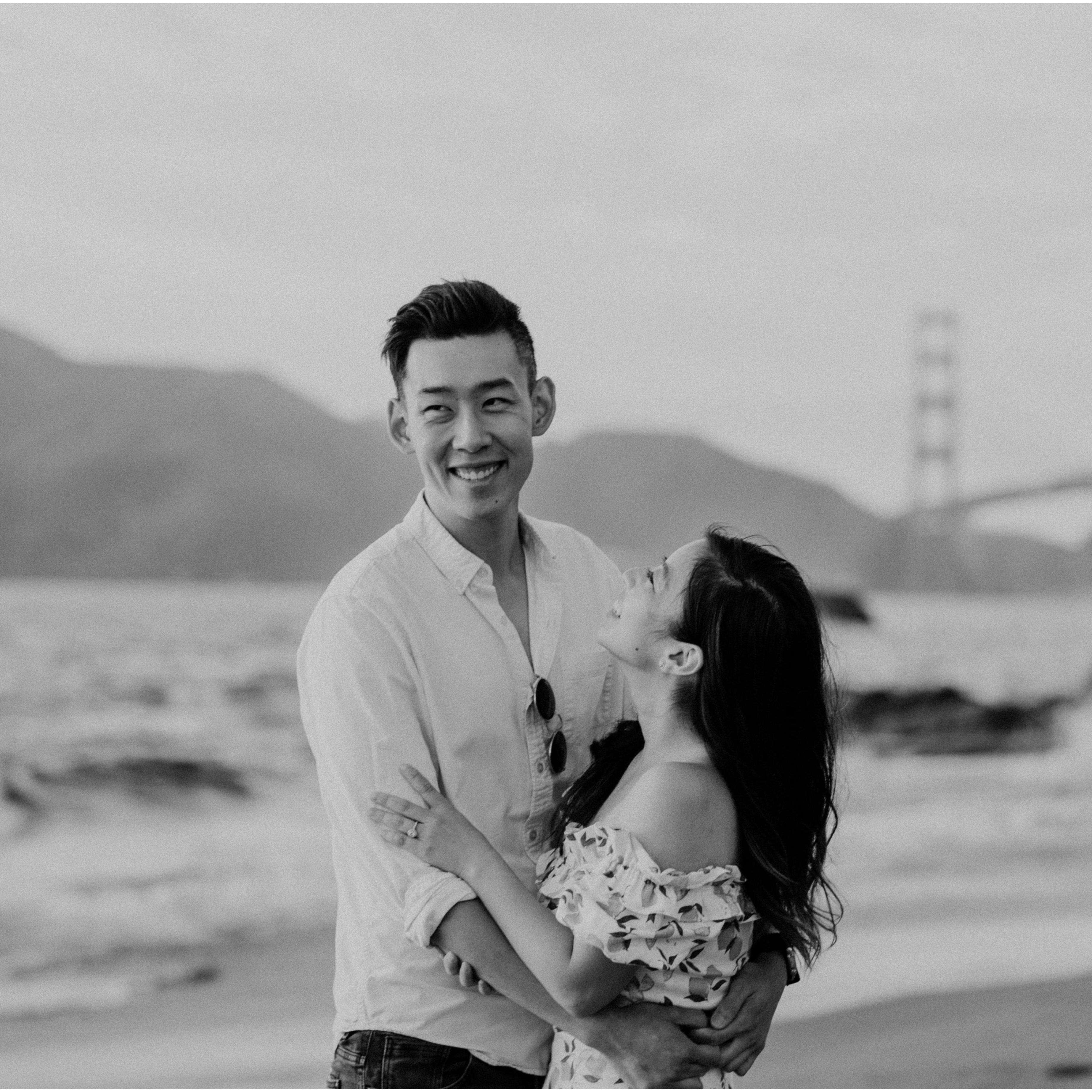 Chengsu, staring lovingly at Will - Baker Beach 2020
