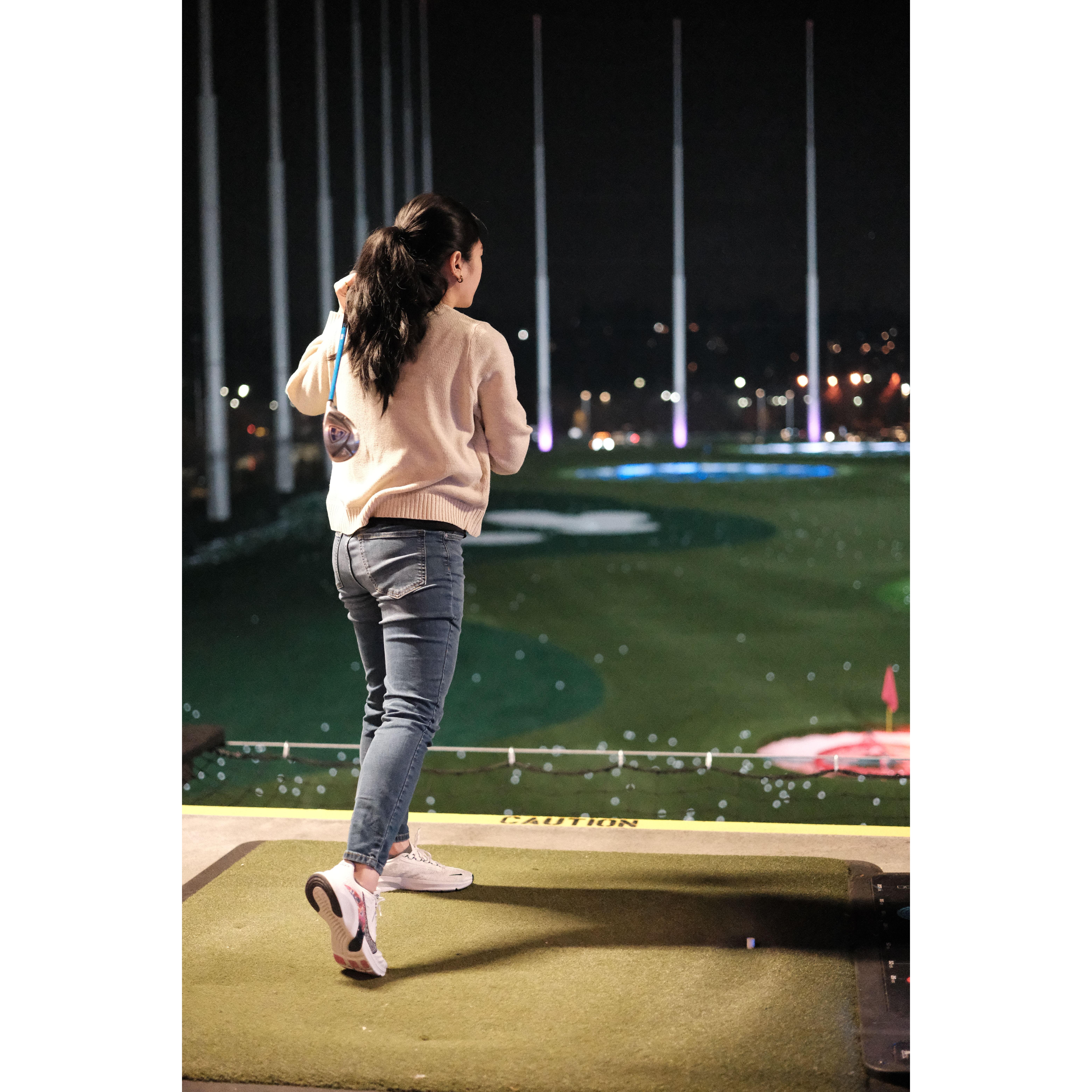 Top Golf is something we both really like to do! Jesse has much better form than I do so she doesn't hesitate to tell me everything I'm doing wrong!