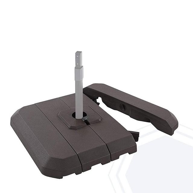 BLUU Medium Base 4-Pc 340 Lbs Weighted Base Heavy Duty Offset Cantilever Hanging Patio Umbrella HDPE Recyclable Plastic Square Base Sequoia Umbrellas ONLY (Dark Brown)