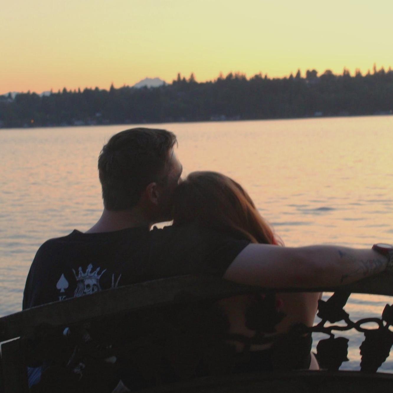 Watching the sunset as fiancés