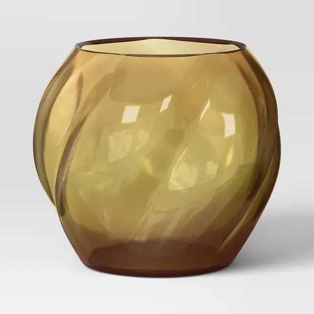 Medium Organic Form Glass Hurricane Decorative Vase Amber - Threshold™