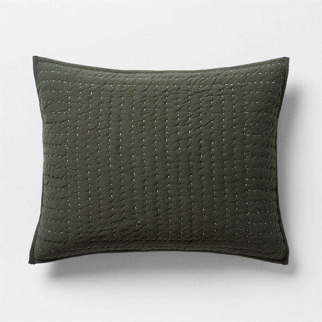 Cozysoft Organic Cotton Jersey Ficus Green Standard Quilted Bed Pillow Sham