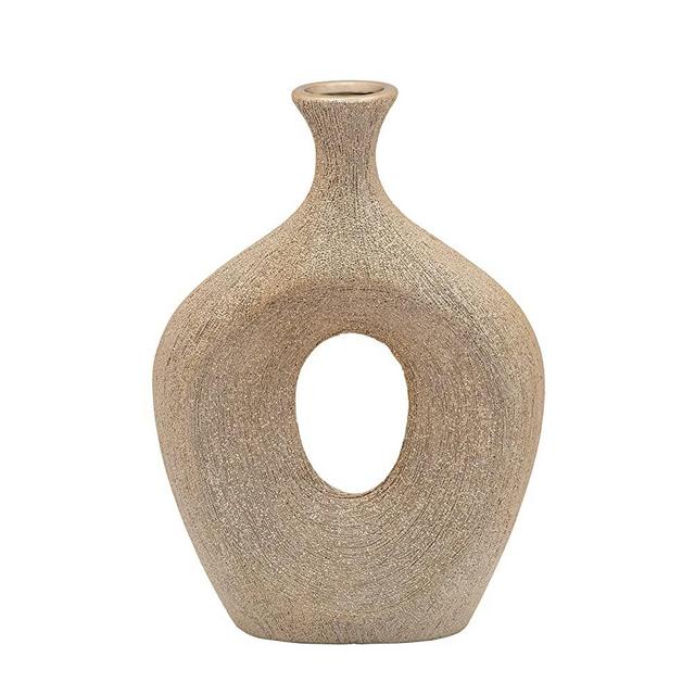 Sagebrook Home 13" Beaded Oval Cut-Out, Champagne Vases, H, Gold