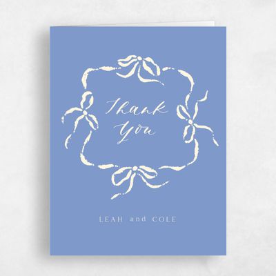Dark Pastel Blue Wedding Thank You - Quinn Portrait