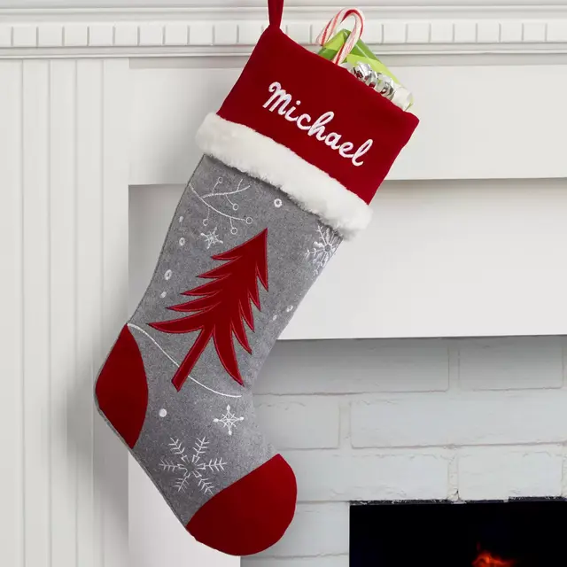 Wreath Wintertime Wishes Tree Christmas Stocking