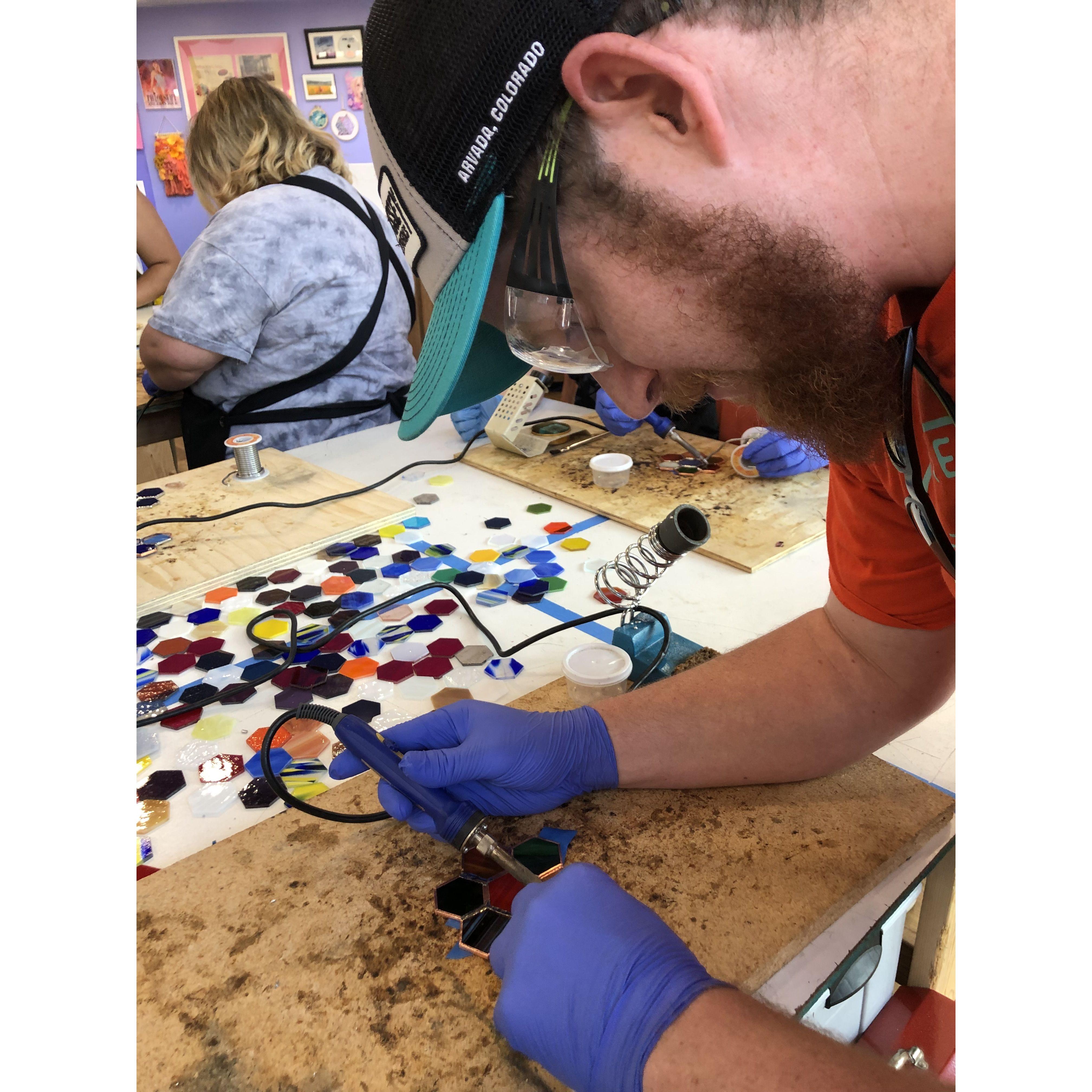 Joey took me to a stained glass making class