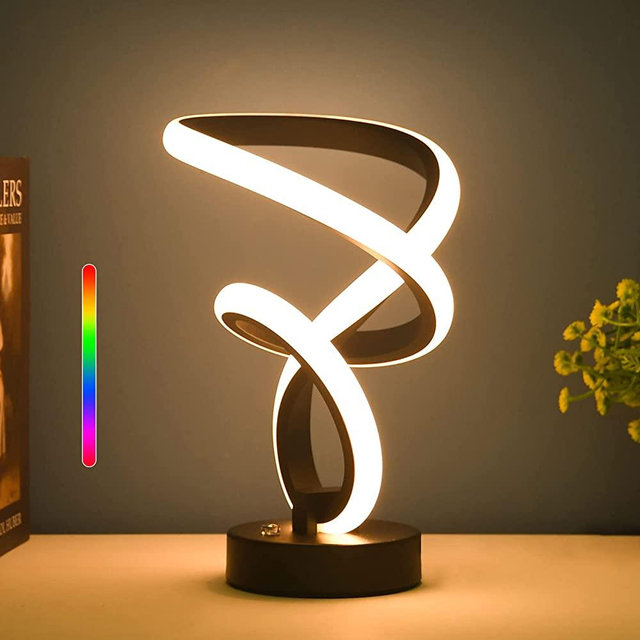Aialun Modern Table Lamp, RGB Spiral Mood Touch Bedside Lamp, Unique 10 Light Modes Dimmable LED Desk Accent Lights Cool for Bedroom Living Kids Room Office Home Decor Gifts